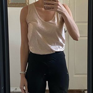 J. Crew pale pink silver metallic sleeveless cotton top shirt blouse